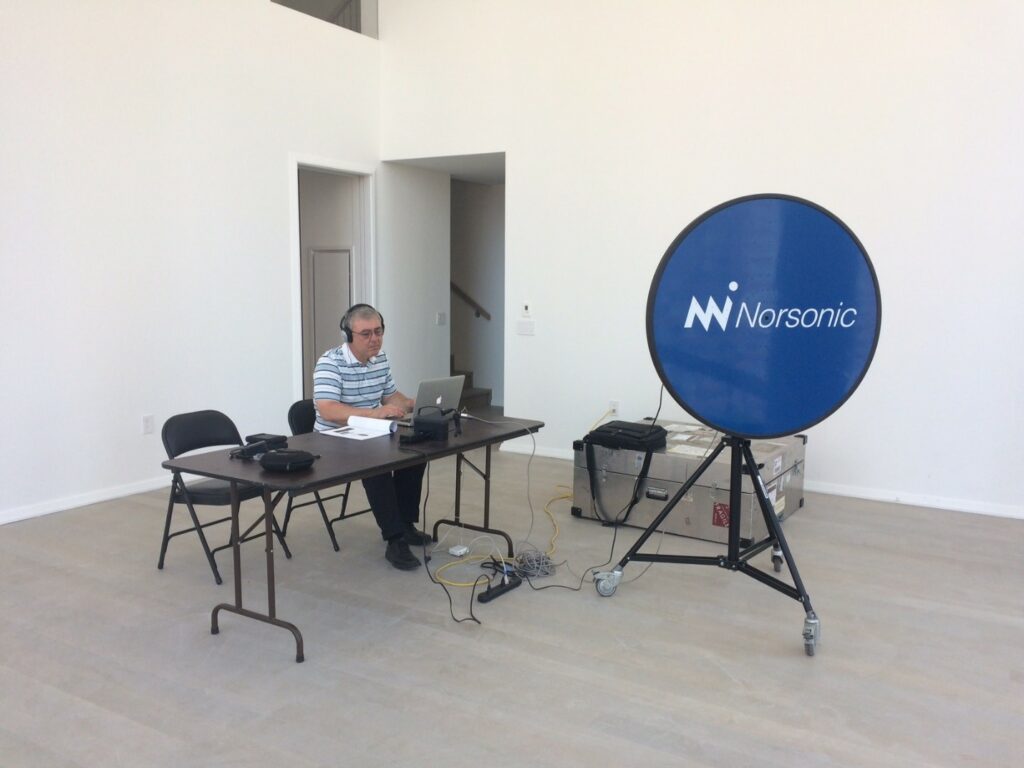 Figure #2: Robert Donovan with Acoustic Camera Set-Up for Noise Study